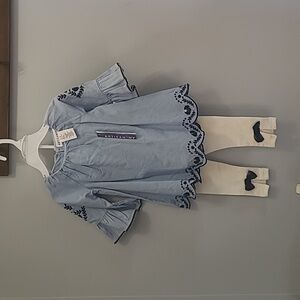 Sweet Denim Embroidery Legging Set